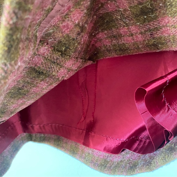 Vintage Pendleton 70s a-line pink green brown plaid knee-length skirt size XS/S - Picture 4 of 6